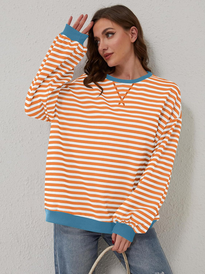 Lovelet Contrast Striped Long Sleeve Sweatshirt-Trendsi-[option4]-[option5]-[option6]-[option7]-[option8]-Shop-Boutique-Clothing-for-Women-Online