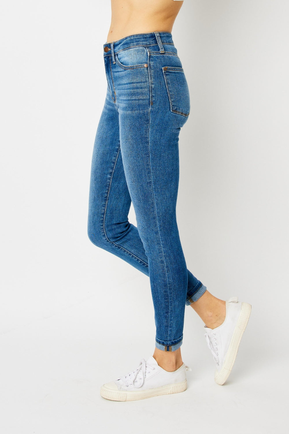 Judy Blue Cuffed Hem Skinny Jeans-Trendsi-[option4]-[option5]-[option6]-[option7]-[option8]-Shop-Boutique-Clothing-for-Women-Online