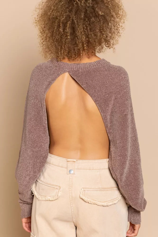 POL Round Neck Backless Sweater with Ribbed Edge-Sweaters-Trendsi-[option4]-[option5]-[option6]-[option7]-[option8]-Shop-Boutique-Clothing-for-Women-Online