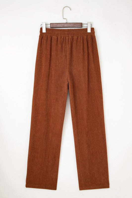 Solid Corduroy Drawstring Elastic Waist Pants-JUNIPER BLVD-[option4]-[option5]-[option6]-[option7]-[option8]-Shop-Boutique-Clothing-for-Women-Online