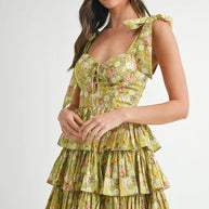 MABLE Floral Print Shoulder Tie Layered Mini Dress-Dresses-Trendsi-[option4]-[option5]-[option6]-[option7]-[option8]-Shop-Boutique-Clothing-for-Women-Online