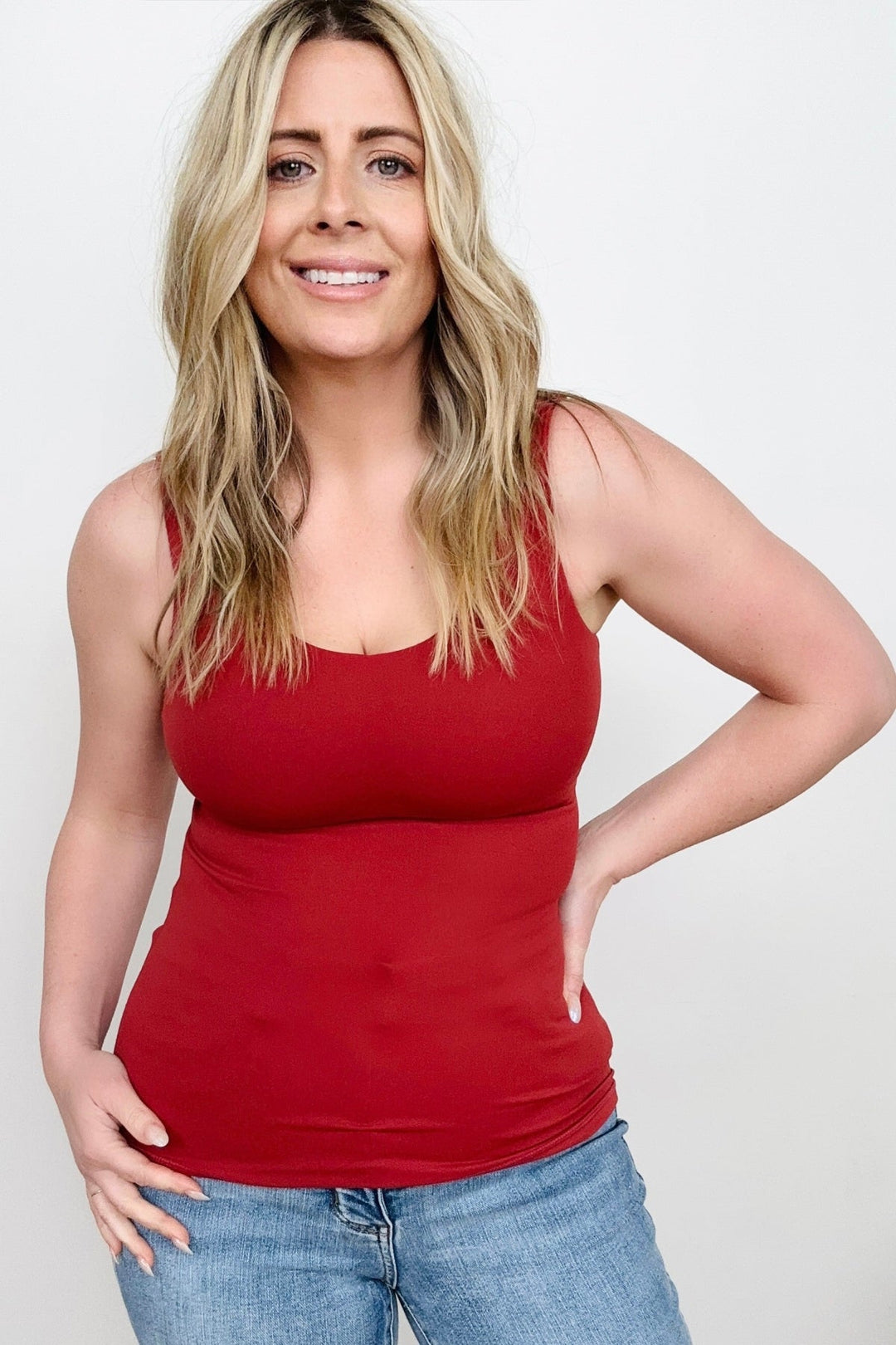 11 Colors - FawnFit Long Length Lift Tank 2.0 with Built-in Bra-Tank Tops & Camis-Kiwidrop-Rusty Red-S-[option4]-[option5]-[option6]-[option7]-[option8]-Shop-Boutique-Clothing-for-Women-Online