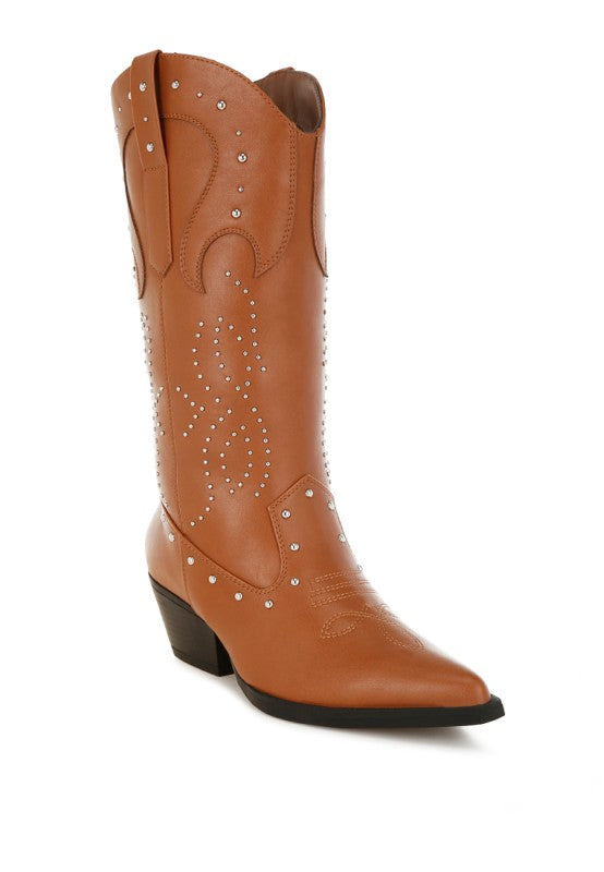 Dockery Studs Embellished Cowboy Boots-Rag Company-[option4]-[option5]-[option6]-[option7]-[option8]-Shop-Boutique-Clothing-for-Women-Online