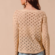 SO ME Geometric Pattern Open Knit Lightweight Sweater-Sweaters-Trendsi-[option4]-[option5]-[option6]-[option7]-[option8]-Shop-Boutique-Clothing-for-Women-Online