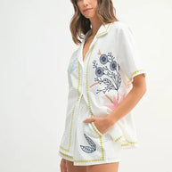 MABLE Embroidered Button Down Shirt and Shorts Set-Sets-Trendsi-[option4]-[option5]-[option6]-[option7]-[option8]-Shop-Boutique-Clothing-for-Women-Online