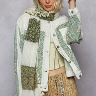 POL Button Down Patchwork Denim Jacket with Floral Print Details-Coats & Jackets-Trendsi-[option4]-[option5]-[option6]-[option7]-[option8]-Shop-Boutique-Clothing-for-Women-Online