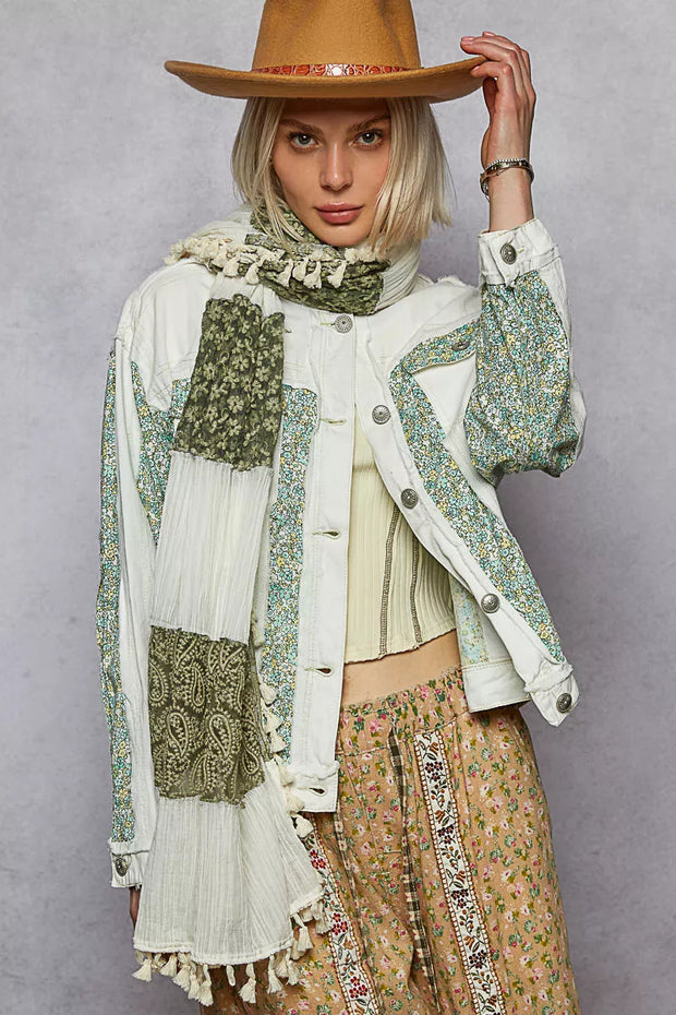 POL Button Down Patchwork Denim Jacket with Floral Print Details-Coats & Jackets-Trendsi-[option4]-[option5]-[option6]-[option7]-[option8]-Shop-Boutique-Clothing-for-Women-Online