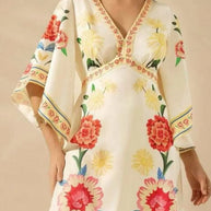 Palm Print V-Neck Midi Dress-Dresses-Trendsi-[option4]-[option5]-[option6]-[option7]-[option8]-Shop-Boutique-Clothing-for-Women-Online