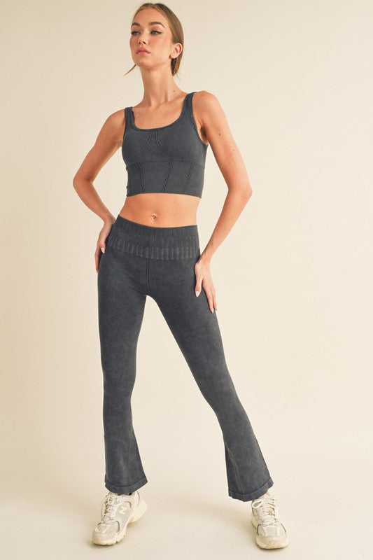Stone Washed Ribbed Yoga Pants-Yelete-[option4]-[option5]-[option6]-[option7]-[option8]-Shop-Boutique-Clothing-for-Women-Online