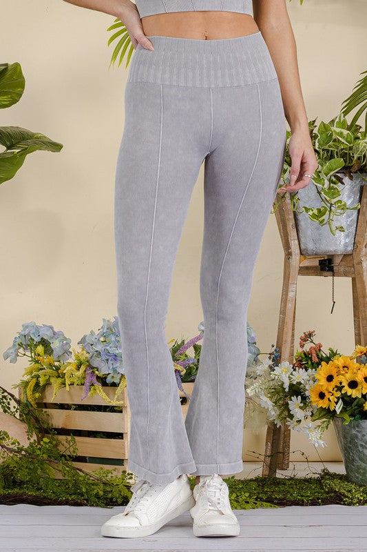 Stone Washed Ribbed Yoga Pants-Yelete-[option4]-[option5]-[option6]-[option7]-[option8]-Shop-Boutique-Clothing-for-Women-Online