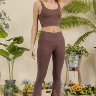 Stone Washed Ribbed Yoga Pants-Yelete-[option4]-[option5]-[option6]-[option7]-[option8]-Shop-Boutique-Clothing-for-Women-Online