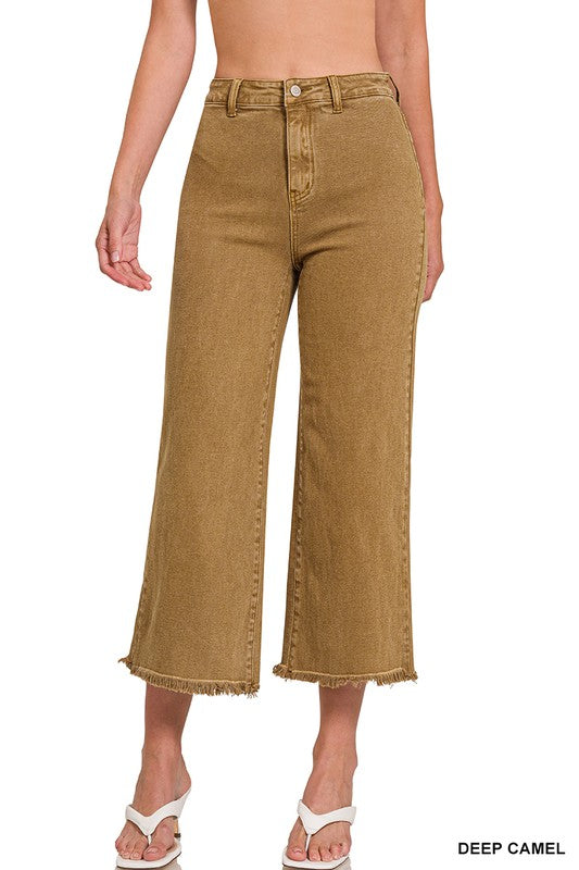 Zenana Acid Washed High Waist Frayed Hem Straight Pants-ZENANA-[option4]-[option5]-[option6]-[option7]-[option8]-Shop-Boutique-Clothing-for-Women-Online