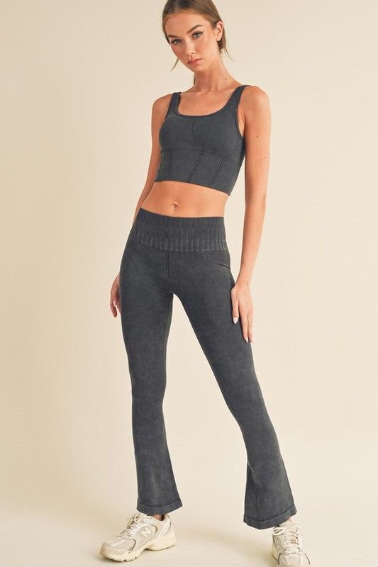 Stone Washed Ribbed Matching Yoga Set-Yelete-[option4]-[option5]-[option6]-[option7]-[option8]-Shop-Boutique-Clothing-for-Women-Online