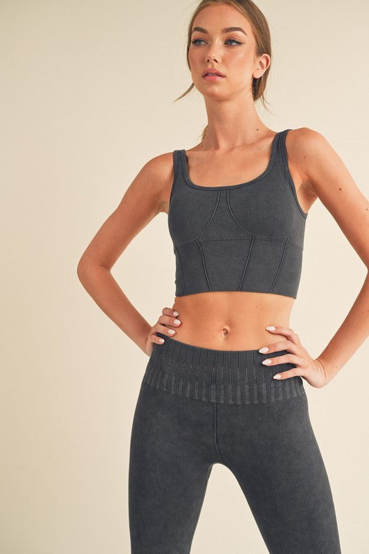 Stone Washed Ribbed Matching Yoga Set-Yelete-[option4]-[option5]-[option6]-[option7]-[option8]-Shop-Boutique-Clothing-for-Women-Online