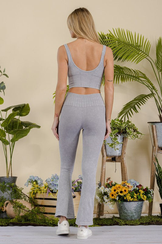 Stone Washed Ribbed Matching Yoga Set-Yelete-[option4]-[option5]-[option6]-[option7]-[option8]-Shop-Boutique-Clothing-for-Women-Online
