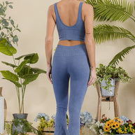 Stone Washed Ribbed Matching Yoga Set-Yelete-[option4]-[option5]-[option6]-[option7]-[option8]-Shop-Boutique-Clothing-for-Women-Online