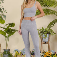 Stone Washed Ribbed Matching Yoga Set-Yelete-[option4]-[option5]-[option6]-[option7]-[option8]-Shop-Boutique-Clothing-for-Women-Online