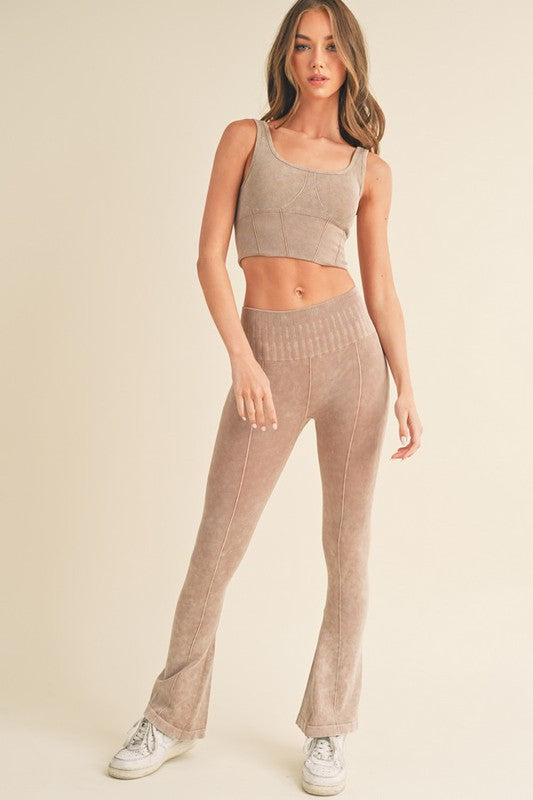 Stone Washed Ribbed Matching Yoga Set-Yelete-[option4]-[option5]-[option6]-[option7]-[option8]-Shop-Boutique-Clothing-for-Women-Online