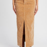 CORDUROY MID SKIRT WITH FRONT SLIT-Emory Park-[option4]-[option5]-[option6]-[option7]-[option8]-Shop-Boutique-Clothing-for-Women-Online