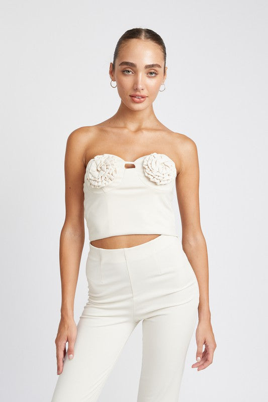 ROSETTE BUSTIER TOP-Emory Park-CREAM-S-[option4]-[option5]-[option6]-[option7]-[option8]-Shop-Boutique-Clothing-for-Women-Online