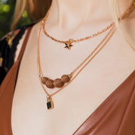 Three Layered Rustic Gold Charmed Necklace-Leto Accessories-[option4]-[option5]-[option6]-[option7]-[option8]-Shop-Boutique-Clothing-for-Women-Online