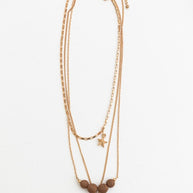 Three Layered Rustic Gold Charmed Necklace-Leto Accessories-[option4]-[option5]-[option6]-[option7]-[option8]-Shop-Boutique-Clothing-for-Women-Online