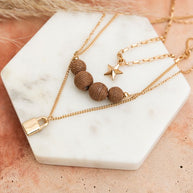 Three Layered Rustic Gold Charmed Necklace-Leto Accessories-[option4]-[option5]-[option6]-[option7]-[option8]-Shop-Boutique-Clothing-for-Women-Online