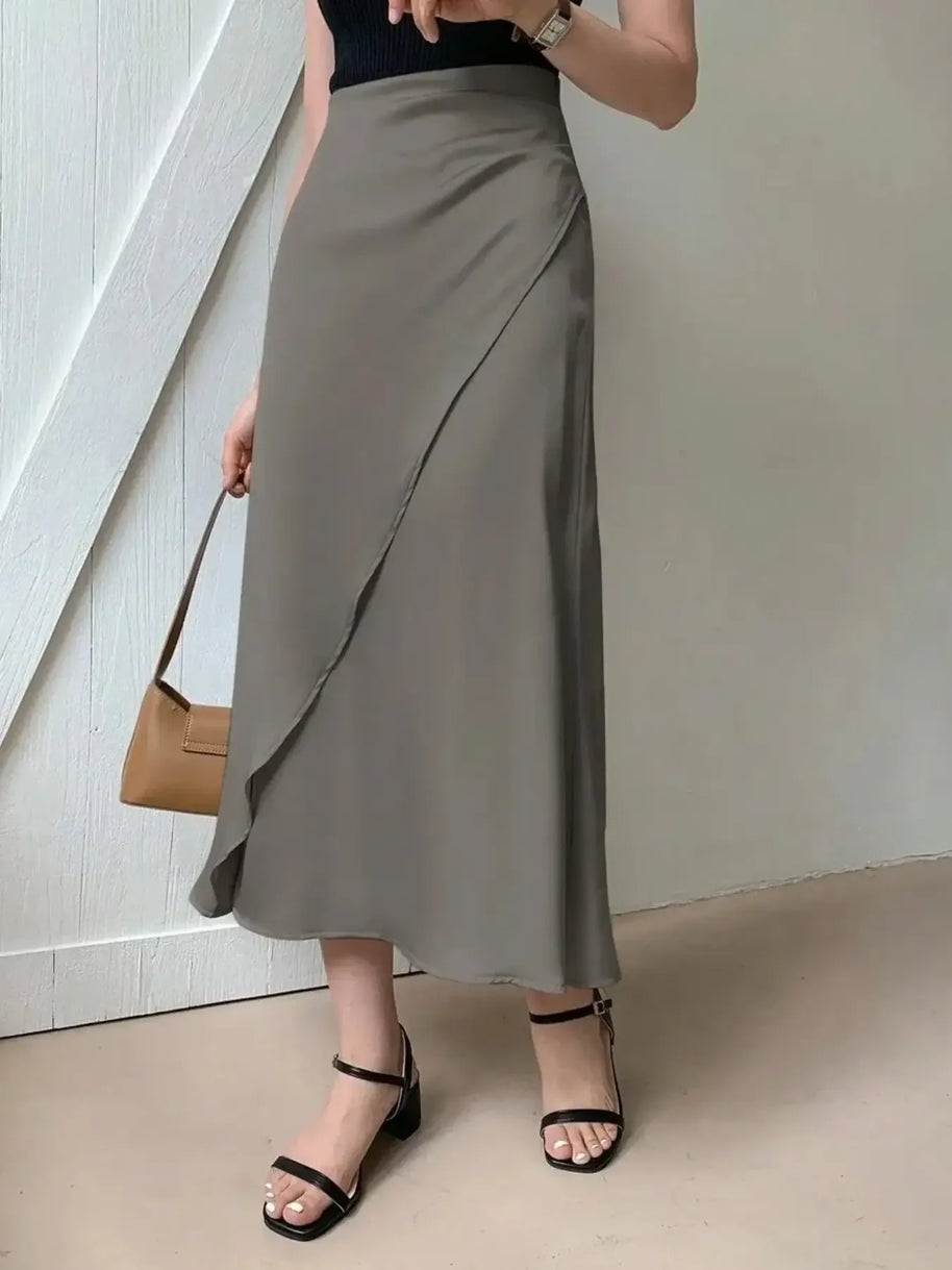 Asymmetric Wrap Midi Skirt with Fluted Hem-Skirts-Trendsi-[option4]-[option5]-[option6]-[option7]-[option8]-Shop-Boutique-Clothing-for-Women-Online