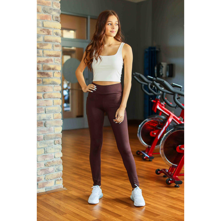 Brown FULL LENGTH Leggings with POCKET - Luxe Leggings by Julia Rose®-JuliaRoseWholesale-[option4]-[option5]-[option6]-[option7]-[option8]-Shop-Boutique-Clothing-for-Women-Online