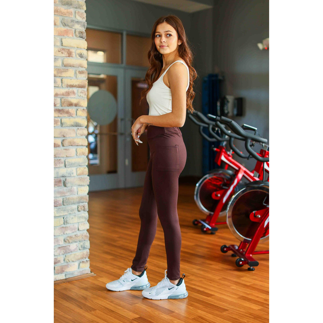 Brown FULL LENGTH Leggings with POCKET - Luxe Leggings by Julia Rose®-JuliaRoseWholesale-[option4]-[option5]-[option6]-[option7]-[option8]-Shop-Boutique-Clothing-for-Women-Online