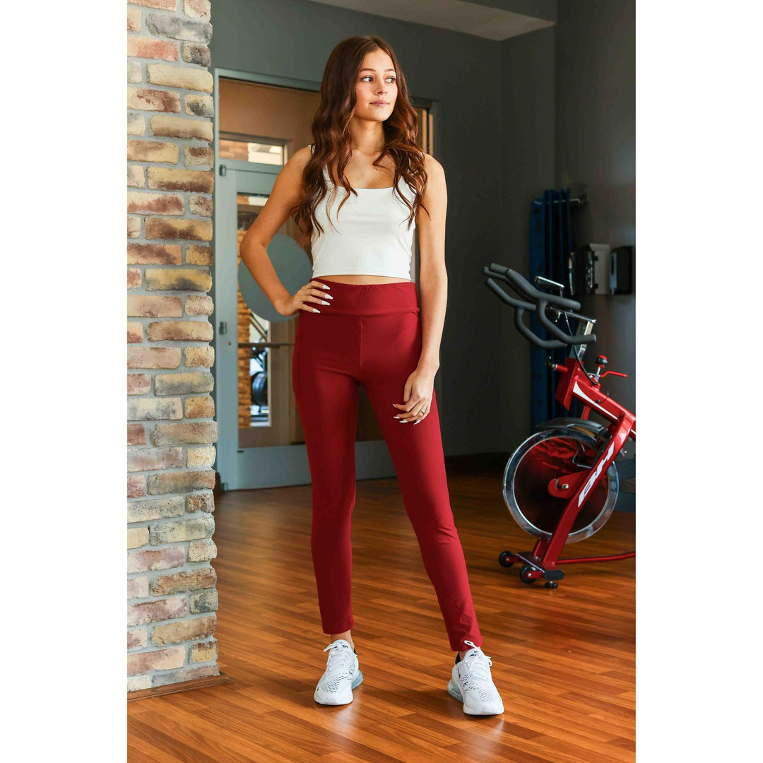 Red FULL-LENGTH Leggings with POCKET - Luxe Leggings by Julia Rose®-JuliaRoseWholesale-[option4]-[option5]-[option6]-[option7]-[option8]-Shop-Boutique-Clothing-for-Women-Online