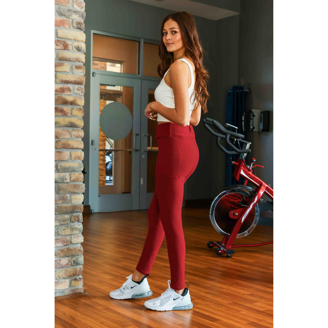 Red FULL-LENGTH Leggings with POCKET - Luxe Leggings by Julia Rose®-JuliaRoseWholesale-[option4]-[option5]-[option6]-[option7]-[option8]-Shop-Boutique-Clothing-for-Women-Online