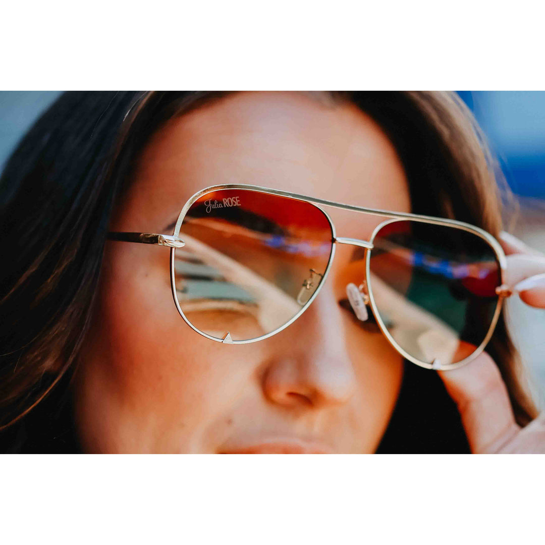 The Gold / Caramel Tea Kay - High Quality Unisex Aviator Sunglasses*-JuliaRoseWholesale-Gold/ Caramel Tea-[option4]-[option5]-[option6]-[option7]-[option8]-Shop-Boutique-Clothing-for-Women-Online