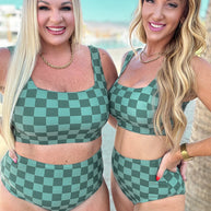 Bali Checkered High Waisted Swim Bottoms-Swimwear-Ave Shops-[option4]-[option5]-[option6]-[option7]-[option8]-Shop-Boutique-Clothing-for-Women-Online
