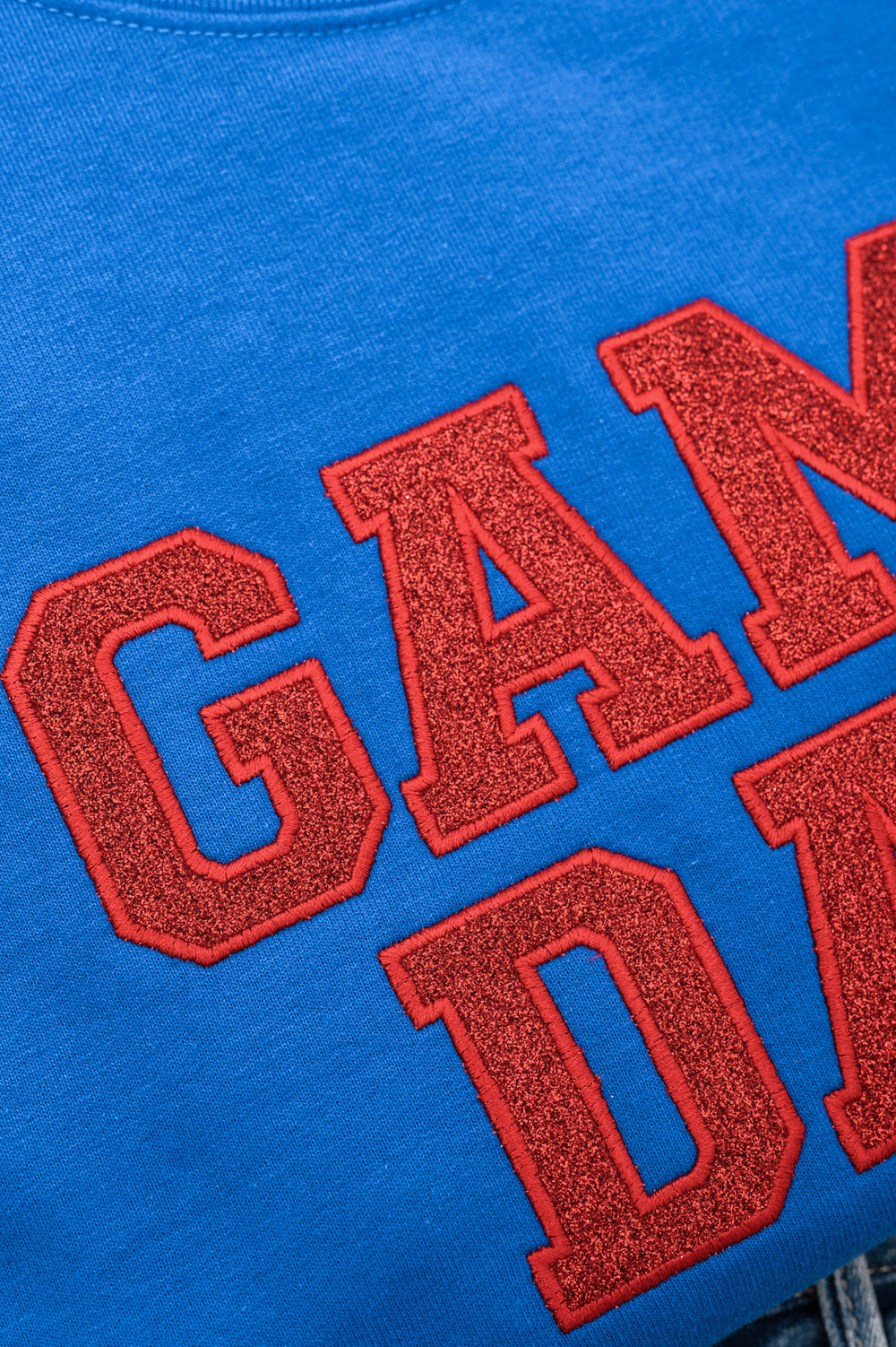 PREORDER: Embroidered Glitter Game Day Sweatshirt in Royal Blue/Red-Womens-Ave Shops-[option4]-[option5]-[option6]-[option7]-[option8]-Shop-Boutique-Clothing-for-Women-Online