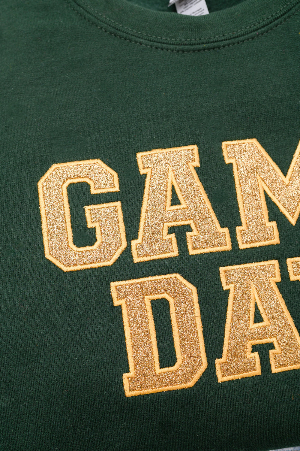 PREORDER: Embroidered Glitter Game Day Sweatshirt in Forest Green/Old Gold-Womens-Ave Shops-[option4]-[option5]-[option6]-[option7]-[option8]-Shop-Boutique-Clothing-for-Women-Online