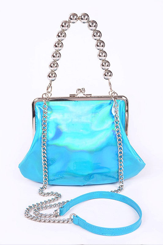 Metallic Mirrored Top Handle Swing Clutch Bag-Artini Accessories-[option4]-[option5]-[option6]-[option7]-[option8]-Shop-Boutique-Clothing-for-Women-Online