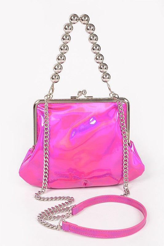 Metallic Mirrored Top Handle Swing Clutch Bag-Artini Accessories-[option4]-[option5]-[option6]-[option7]-[option8]-Shop-Boutique-Clothing-for-Women-Online