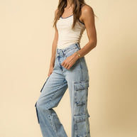 CROSSOVER RELAXED CARGO JEANS-Denim Lab USA-[option4]-[option5]-[option6]-[option7]-[option8]-Shop-Boutique-Clothing-for-Women-Online