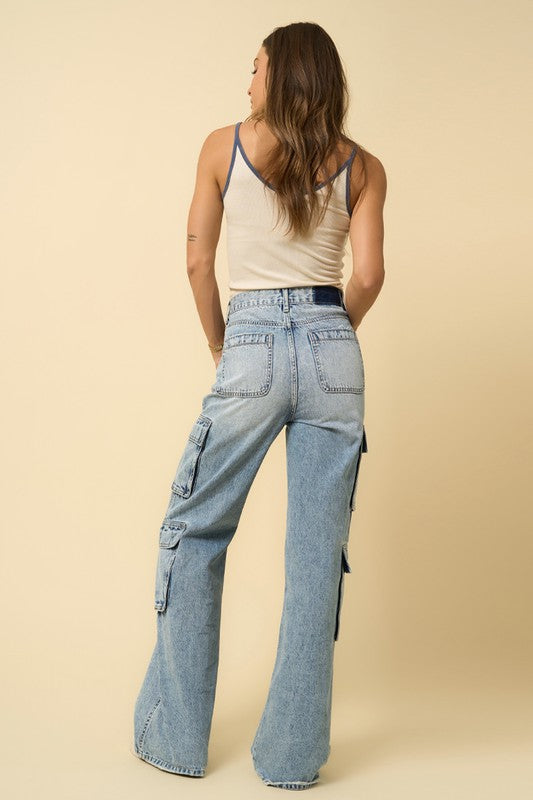 CROSSOVER RELAXED CARGO JEANS-Denim Lab USA-[option4]-[option5]-[option6]-[option7]-[option8]-Shop-Boutique-Clothing-for-Women-Online
