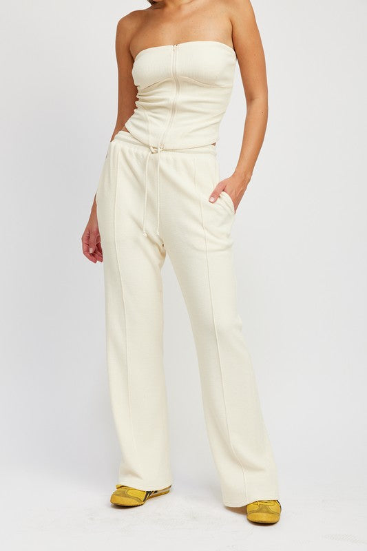 HIGH WAIST PANTS WITH DRAWSTRINGS-Emory Park-IVORY-S-[option4]-[option5]-[option6]-[option7]-[option8]-Shop-Boutique-Clothing-for-Women-Online