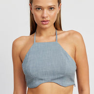 UNDERWIRE CROPPED HALTER TOP-Emory Park-CHAMBRAY-S-[option4]-[option5]-[option6]-[option7]-[option8]-Shop-Boutique-Clothing-for-Women-Online