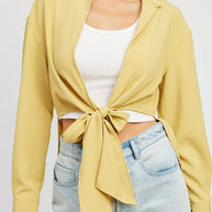 TIE FRONT CROPPED BLOUSE-Emory Park-[option4]-[option5]-[option6]-[option7]-[option8]-Shop-Boutique-Clothing-for-Women-Online
