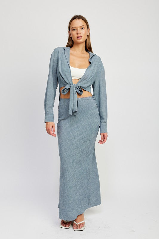 TIE FRONT CROPPED BLOUSE-Emory Park-[option4]-[option5]-[option6]-[option7]-[option8]-Shop-Boutique-Clothing-for-Women-Online