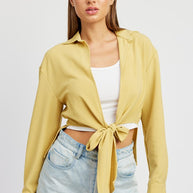 TIE FRONT CROPPED BLOUSE-Emory Park-YELLOW-S-[option4]-[option5]-[option6]-[option7]-[option8]-Shop-Boutique-Clothing-for-Women-Online