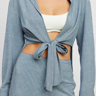 TIE FRONT CROPPED BLOUSE-Emory Park-[option4]-[option5]-[option6]-[option7]-[option8]-Shop-Boutique-Clothing-for-Women-Online