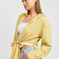TIE FRONT CROPPED BLOUSE-Emory Park-[option4]-[option5]-[option6]-[option7]-[option8]-Shop-Boutique-Clothing-for-Women-Online