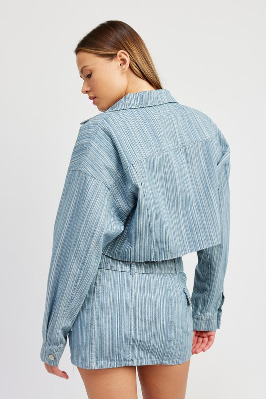 CROPPED DENIM JACKET-Emory Park-[option4]-[option5]-[option6]-[option7]-[option8]-Shop-Boutique-Clothing-for-Women-Online