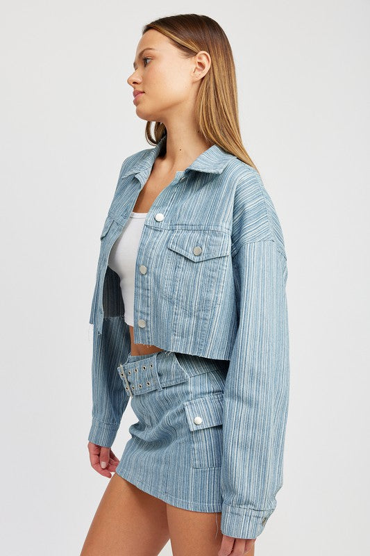 CROPPED DENIM JACKET-Emory Park-[option4]-[option5]-[option6]-[option7]-[option8]-Shop-Boutique-Clothing-for-Women-Online