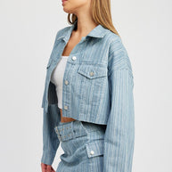CROPPED DENIM JACKET-Emory Park-[option4]-[option5]-[option6]-[option7]-[option8]-Shop-Boutique-Clothing-for-Women-Online